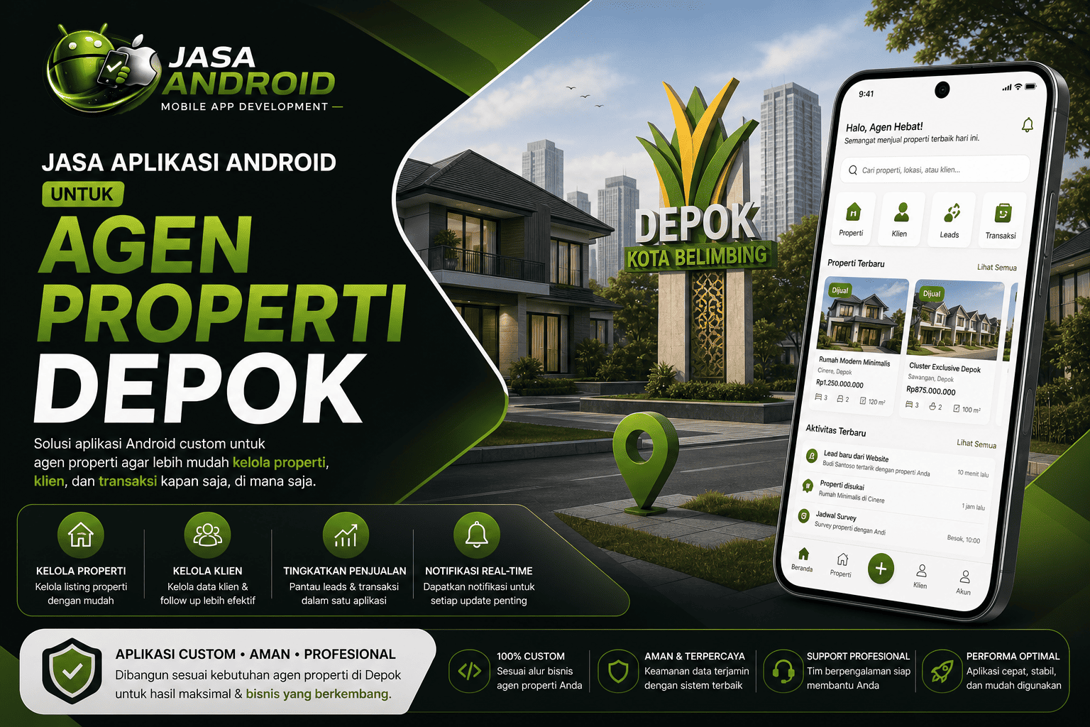 Jasa Aplikasi Android untuk Agen Properti Depok Custom & Profesional